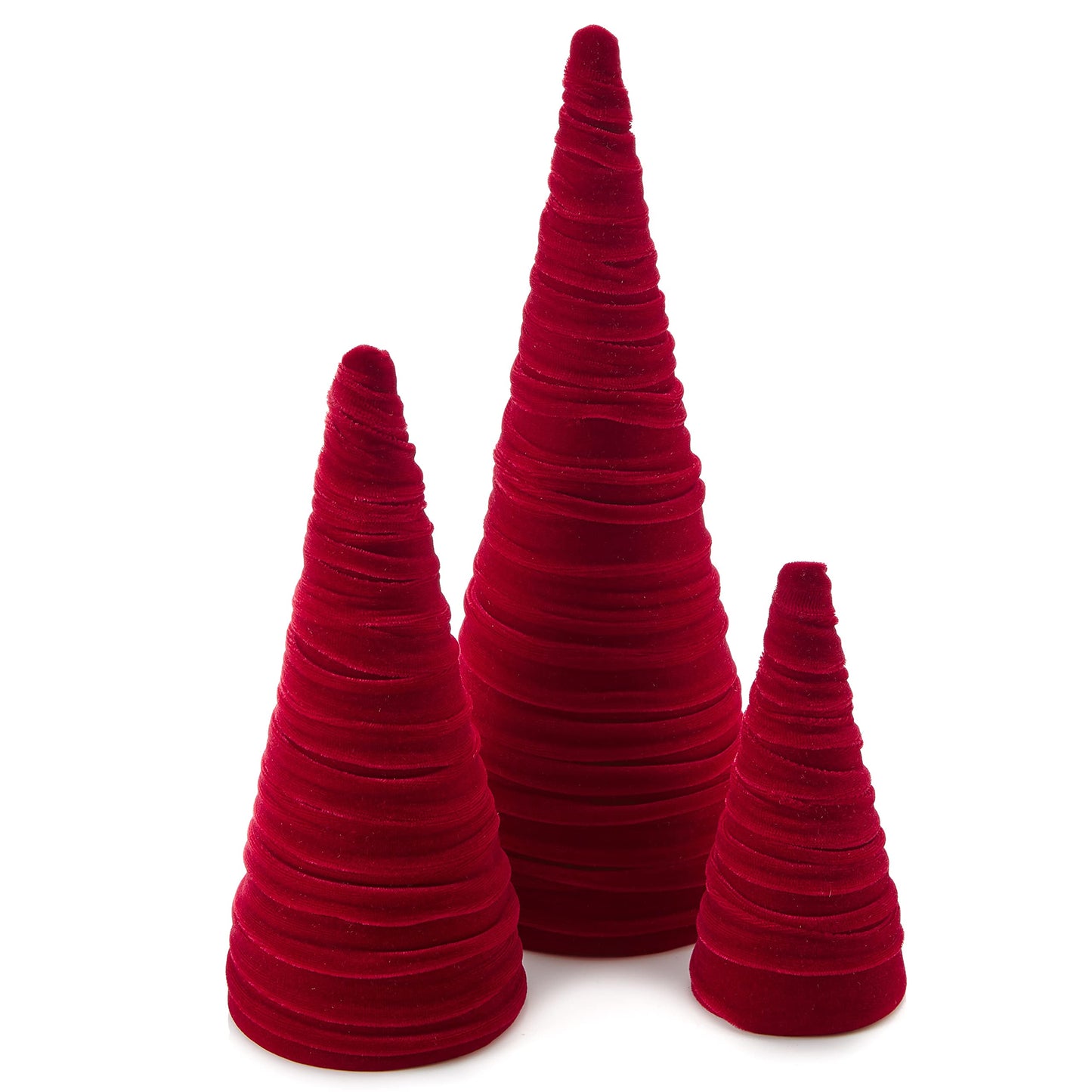 Your Heart's Content Red Velvet Trees Set of 3, Winter Wedding Centerpiece, Valentine Tabletop Tree Decor, Cozy Handmade Romantic Home Decor, Bookshelf Accent, Gift for (Red)