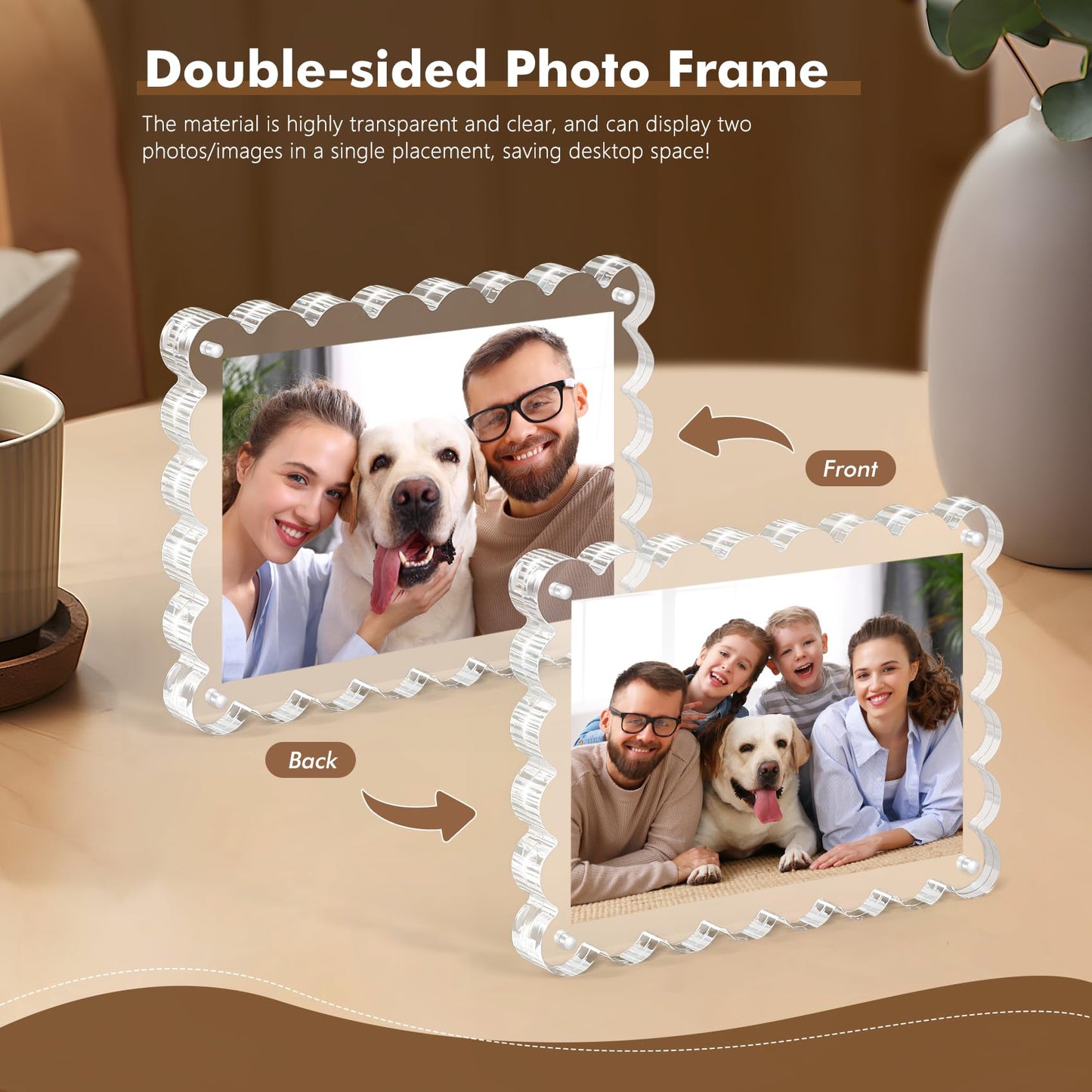 Chivalral 3 Pack 4x6 Acrylic Picture Frame, Double-Sided Tabletop Display