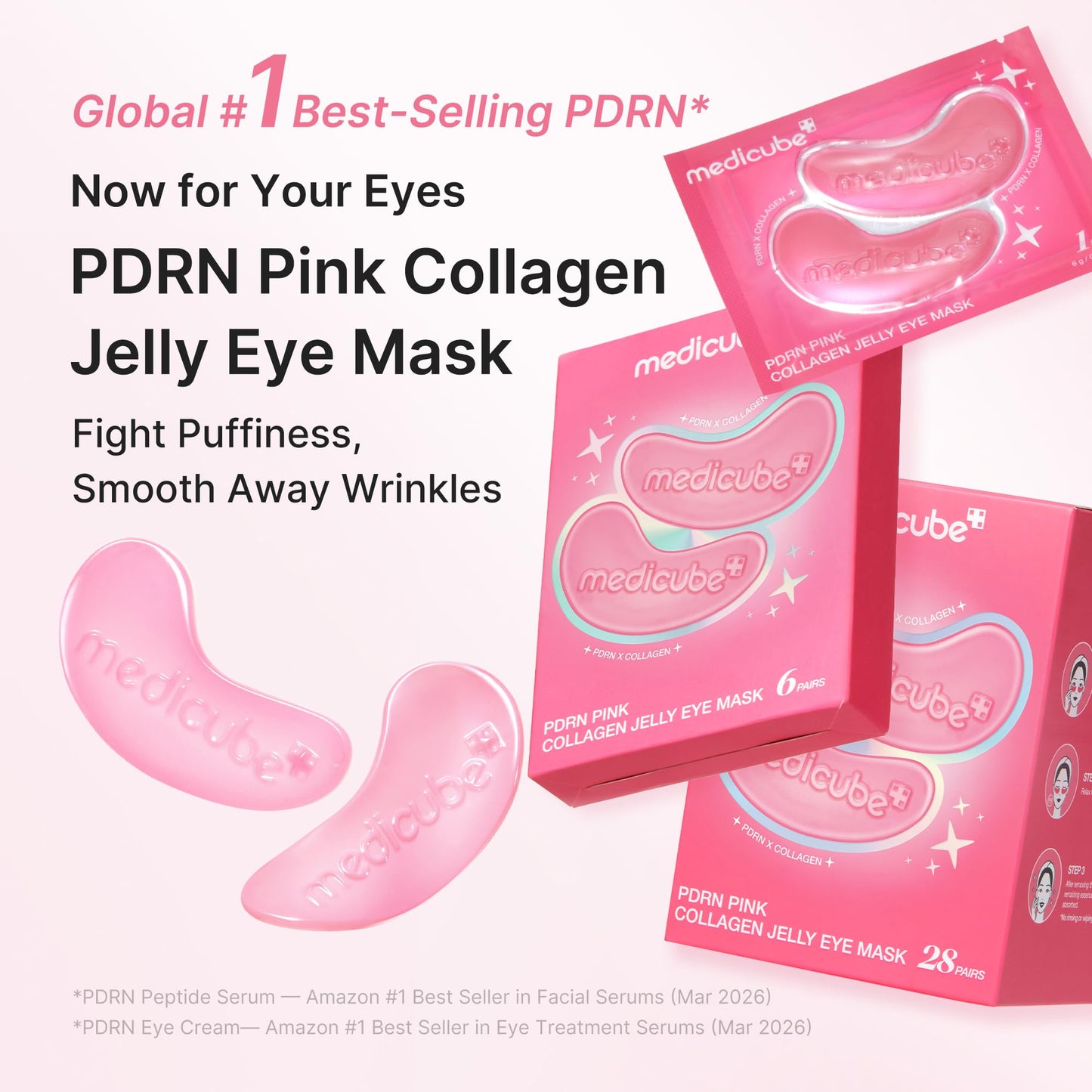 medicube PDRN Pink Collagen Jelly Eye Mask | Hydrogel Eye Patches with PDRN, Collagen, NAD | Refreshing for Puffy, Tired Eyes | Firming for Look of Wrinkles, Fine Lines | Korean Skincare (6 Pairs)