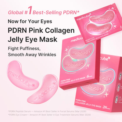 medicube PDRN Pink Collagen Jelly Eye Mask | Hydrogel Eye Patches with PDRN, Collagen, NAD | Refreshing for Puffy, Tired Eyes | Firming for Look of Wrinkles, Fine Lines | Korean Skincare (6 Pairs)