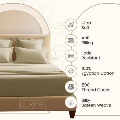 100% Egyptian Cotton Sheets King Size Sheets Set with Fully Elasticated 15" Deep Fitted Sheet & Pillowcase Sets, 800TC Sateen Weave Hotel Collection King Sheet Set, Soft Luxury White Bedding