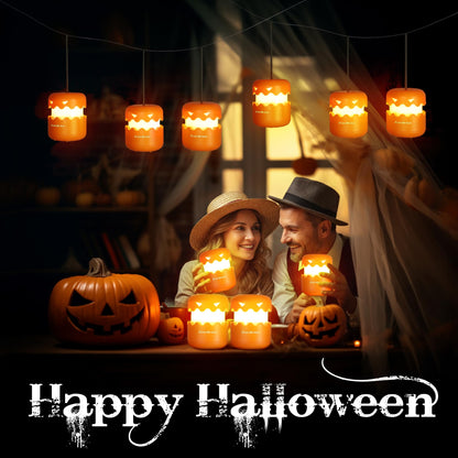 EverBrite 6-Pack Halloween Pumpkin Lantern, Collapsible Jack O Lantern Pumpkins with Lanyard, Halloween Party Favors, Light up Pumpkin Outdoor for Halloween Party Decoration, Battery Included