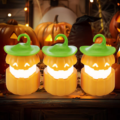 EverBrite 6-Pack Halloween Pumpkin Lantern, Collapsible Jack O Lantern Pumpkins with Lanyard, Halloween Party Favors, Light up Pumpkin Outdoor for Halloween Party Decoration, Battery Included