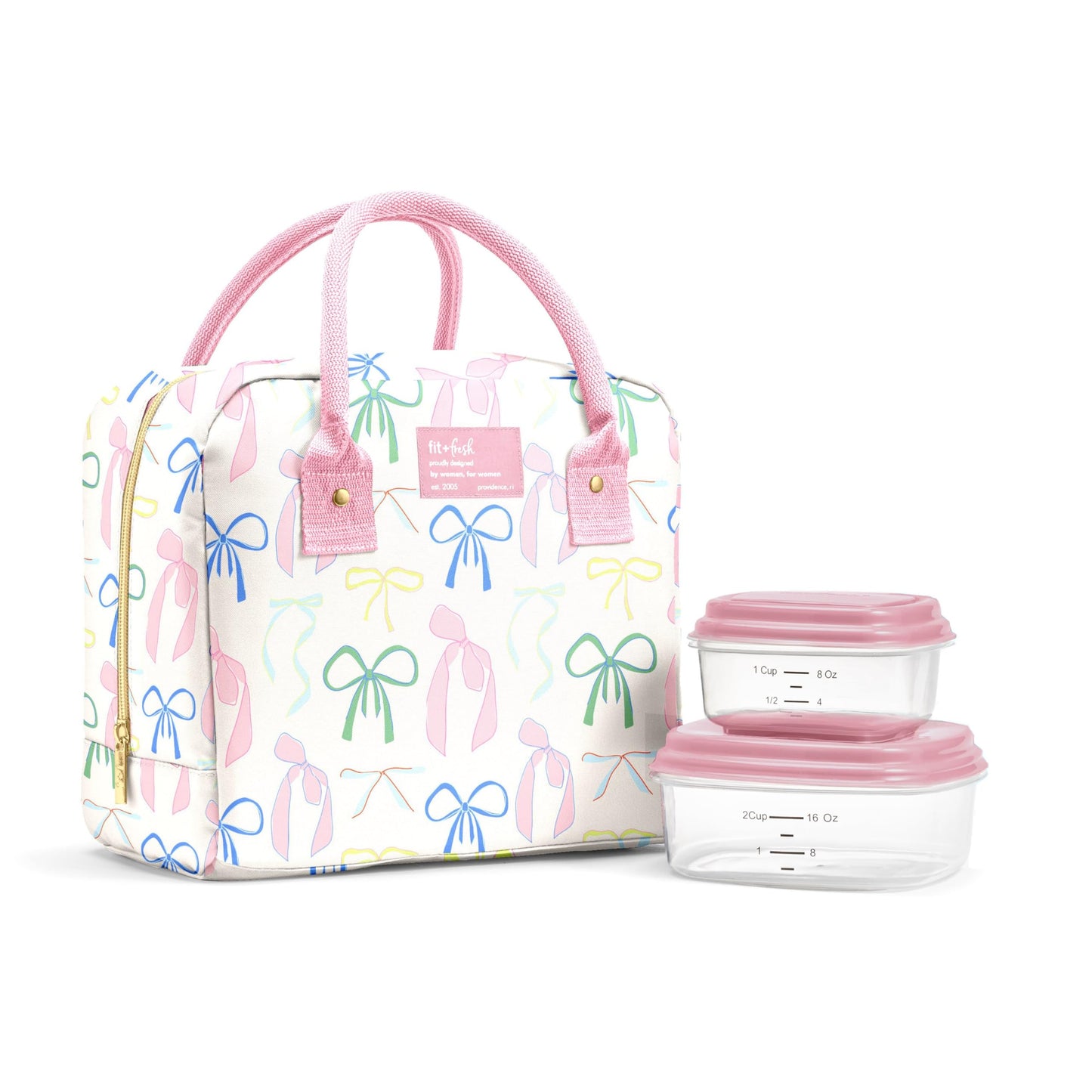 Fit & Fresh Bloomington Lunch Bag for Women - Insulated Large Lunch Box for Work with Containers, Leak-Resistant, Stain-Resistant, Zipper Closure, Cheetah
