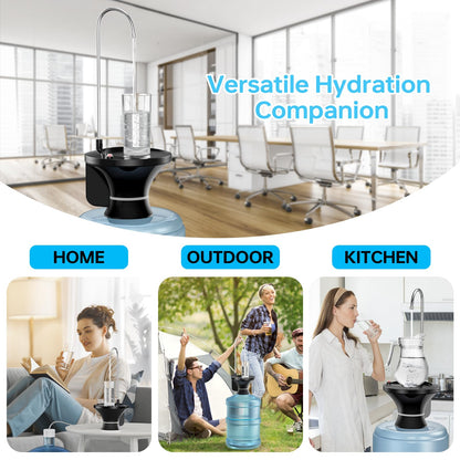 Drinking Water Dispenser Pump, Automatic Electric Drinking Water Bottle Pump for 2-5 Gallon Water Jugs, USB Rechargeable with 2 Switch Control, Stable and Portable for Home, Kitchen, Office, Camping