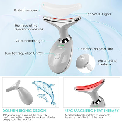 Facial Massager Face and Neck, Face 𝖲 culpting Wand Tool with 7 Color - Birthday, Christmas, Mothers Day, Valentines Day Gifts for Her Women Mom Best Friend Wife Teacher (White)