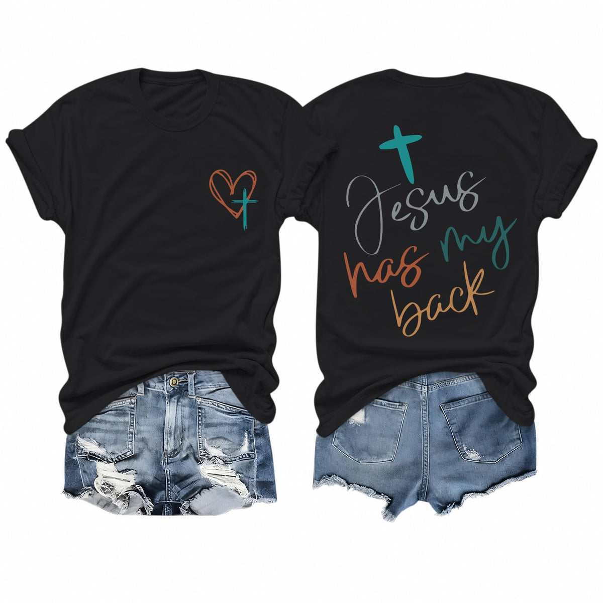 Tuislay Christian Shirts for Women Jesus Has My Back