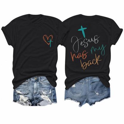 Tuislay Christian Shirts for Women Jesus Has My Back