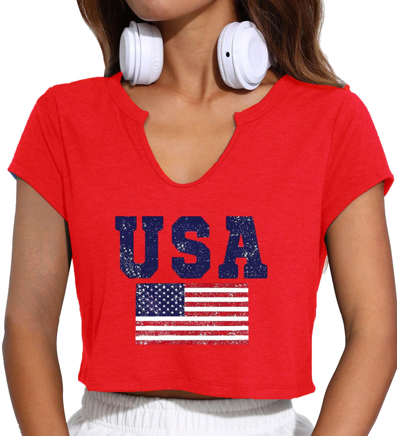 4th of July Crop Tops for Women Funny American Flag Shirts Tank Tops Outfits
