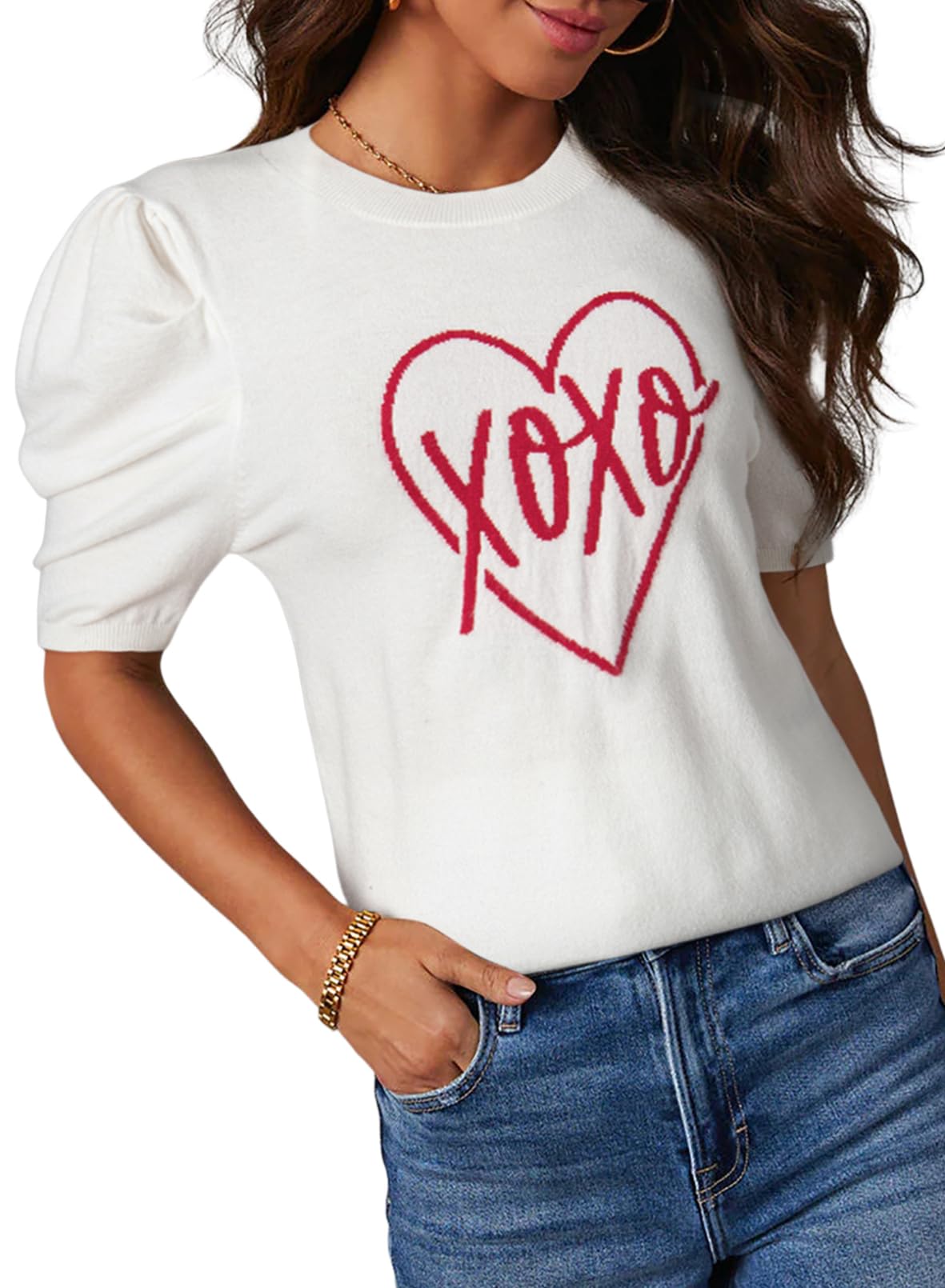Dokotoo Women's Short Puff Sleeve Tops