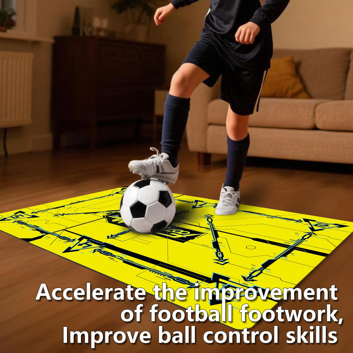 Soccer training mat,Soccer training equipment accessories for All Ages to Improve Speed Strength Agility and Coordination,Anti-Slip/Silent Mat