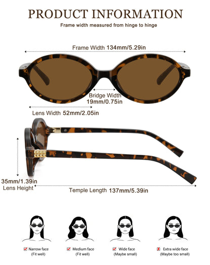 WOWSUN Retro Oval Sunglasses for Women,Slim 90s Vintage Fashion Shades
