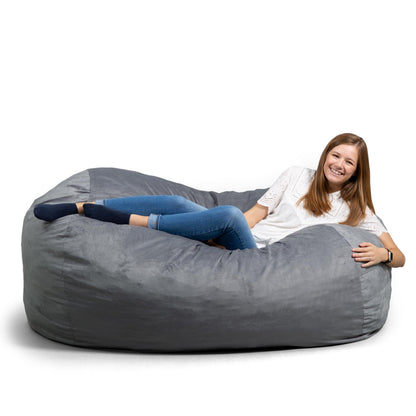 Big Joe Fuf 7Ft Giant Foam Bean Bag Chair, Oversized Couch with Removable Cover for Kids, Teens, Adults, Fog Lenox, Durable Woven Polyester, 7 Foot