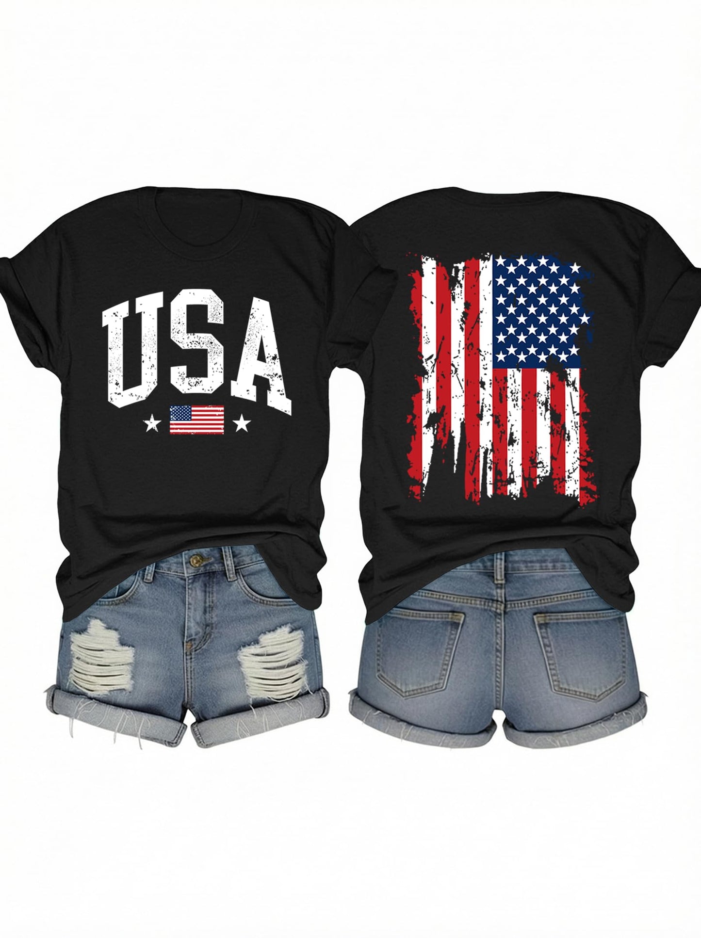 American Flag Shirts for Women 4th of July T-Shirts USA Graphic Tees Casual Blouse Tops