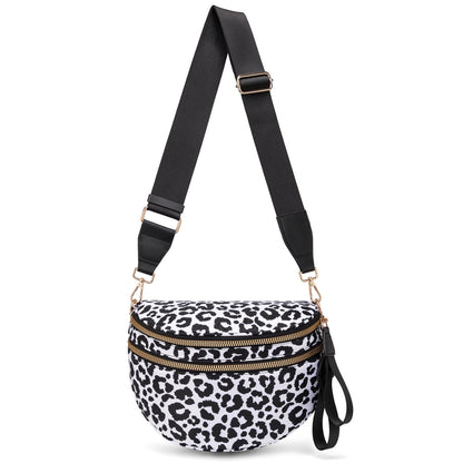 Pure Colour Crossbody Bum Bags for Women Spacious Checkered Cross body Bag Nylon Trendy Fanny Pack for Travel