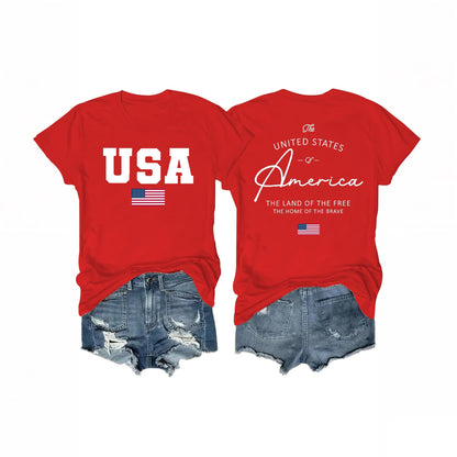 Women's 4th of July Outfits USA Shirt Memorial Day Red White and Blue Patriotic Shirts American Flag Graphic Tops