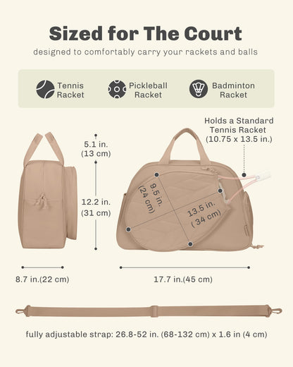 Hynes Eagle Pickleball Bags for Women Tennis Gym Bag Holds 2 Rackets