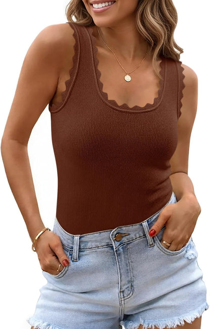 Saodimallsu Womens Scalloped Tank