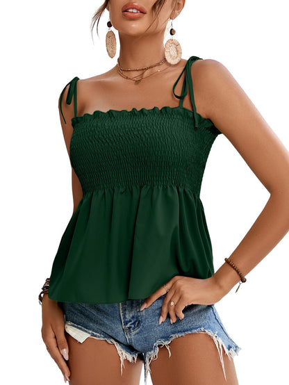 LYANER Women's Tie Shoulder Cute Cami Blouse