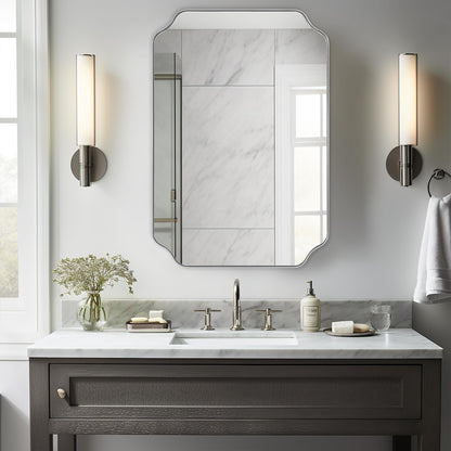 ANDY STAR Unique Rectangle Wall Mirror, 24"x32" Black Mirror, Modern Mirror with Aesthetic Scalloped Edge Design Ideal for Bathroom, Bedroom or Entryway, Thin Frame Deep 1’’