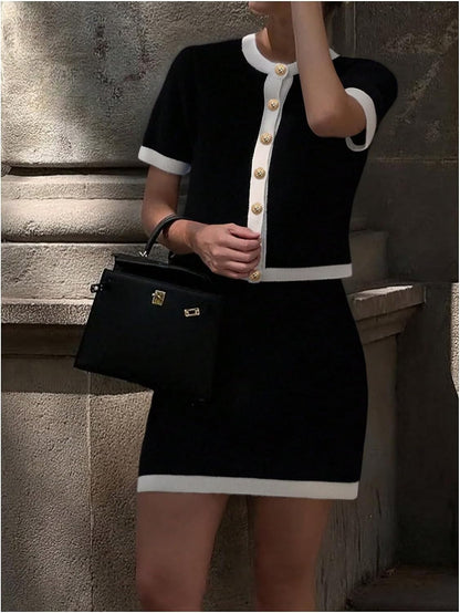 MakeMeChic Women's 2 Piece Sweater Skirt Set Old Money Outfits