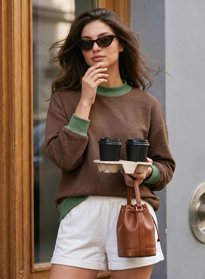 Dokotoo Striped Sweatshirt for Women Oversized Mock Neck Pullover Tops 2026
