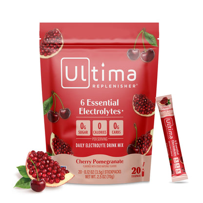 Ultima Replenisher Electrolyte Hydration Powder, Grape, 20 Count Stickpacks Pouch - Sugar Free, 0 Calories, 0 Carbs - Gluten-Free, Keto, Non-GMO with Magnesium, Potassium