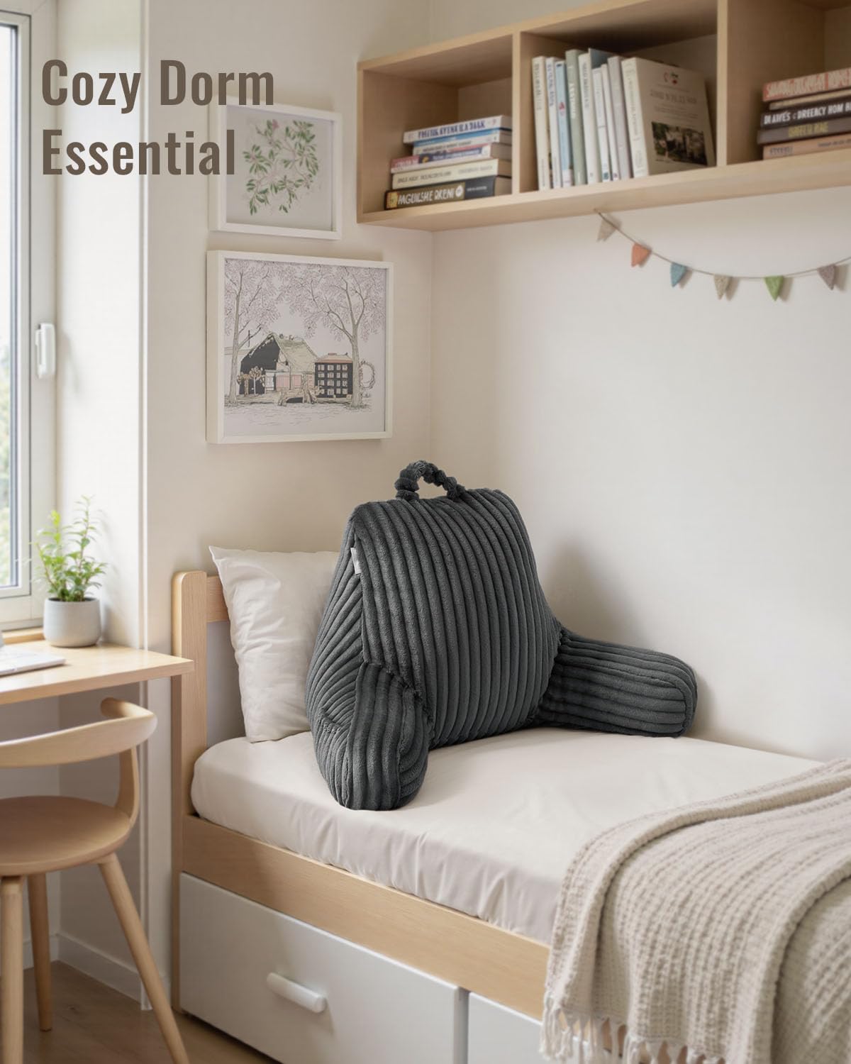 Blissful Diary Reading Pillow, Backrest Pillow with Shredded Memory Foam