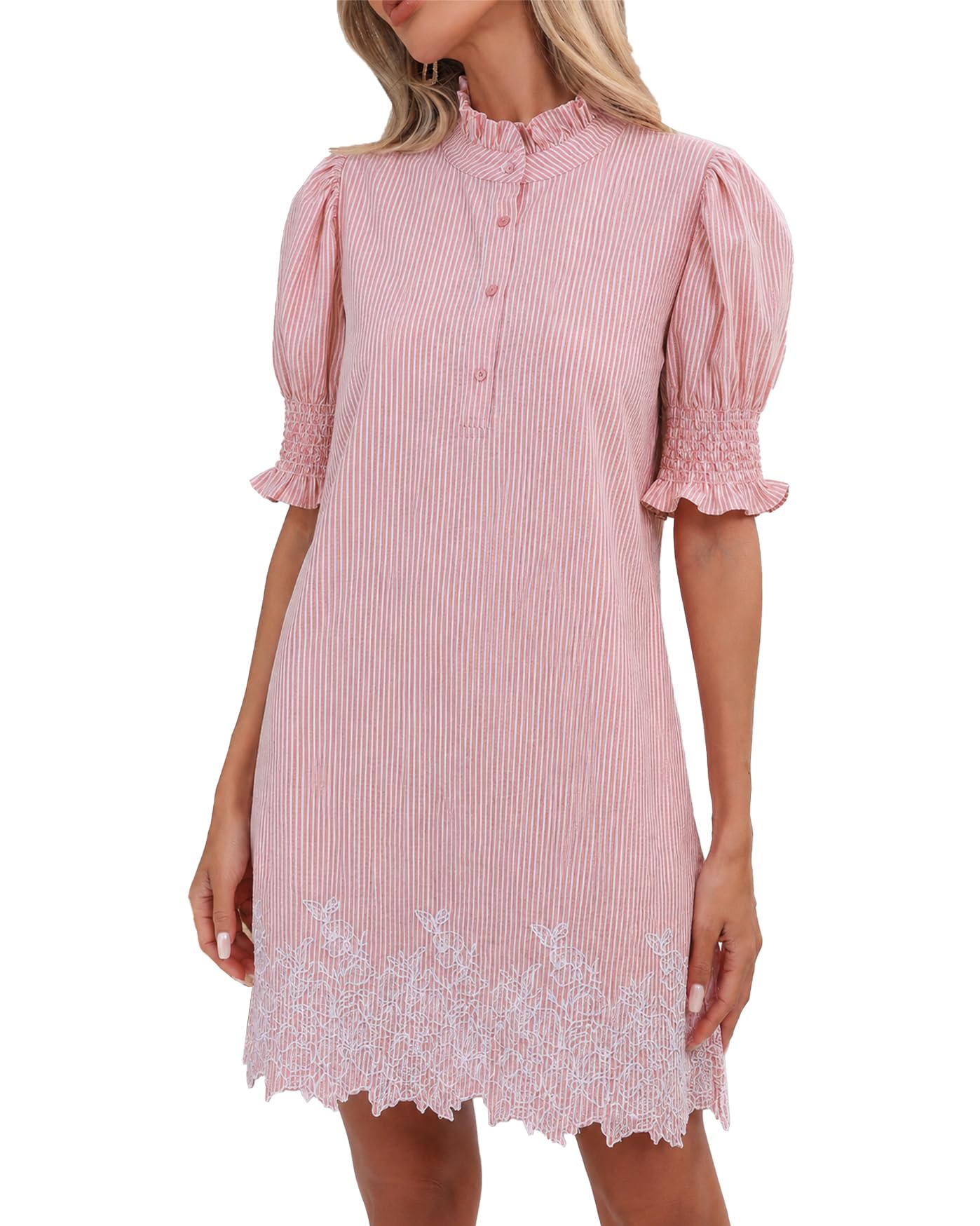 YEXPINE Women's Summer Embroidered Mini Dress