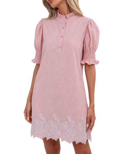 YEXPINE Women's Summer Embroidered Mini Dress
