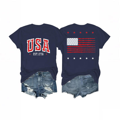 Women's 4th of July Outfits USA Shirt Memorial Day Red White and Blue Patriotic Shirts American Flag Graphic Tops