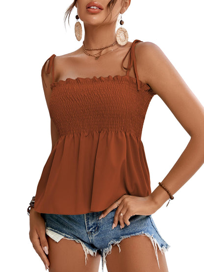 LYANER Women's Tie Shoulder Cute Cami Blouse