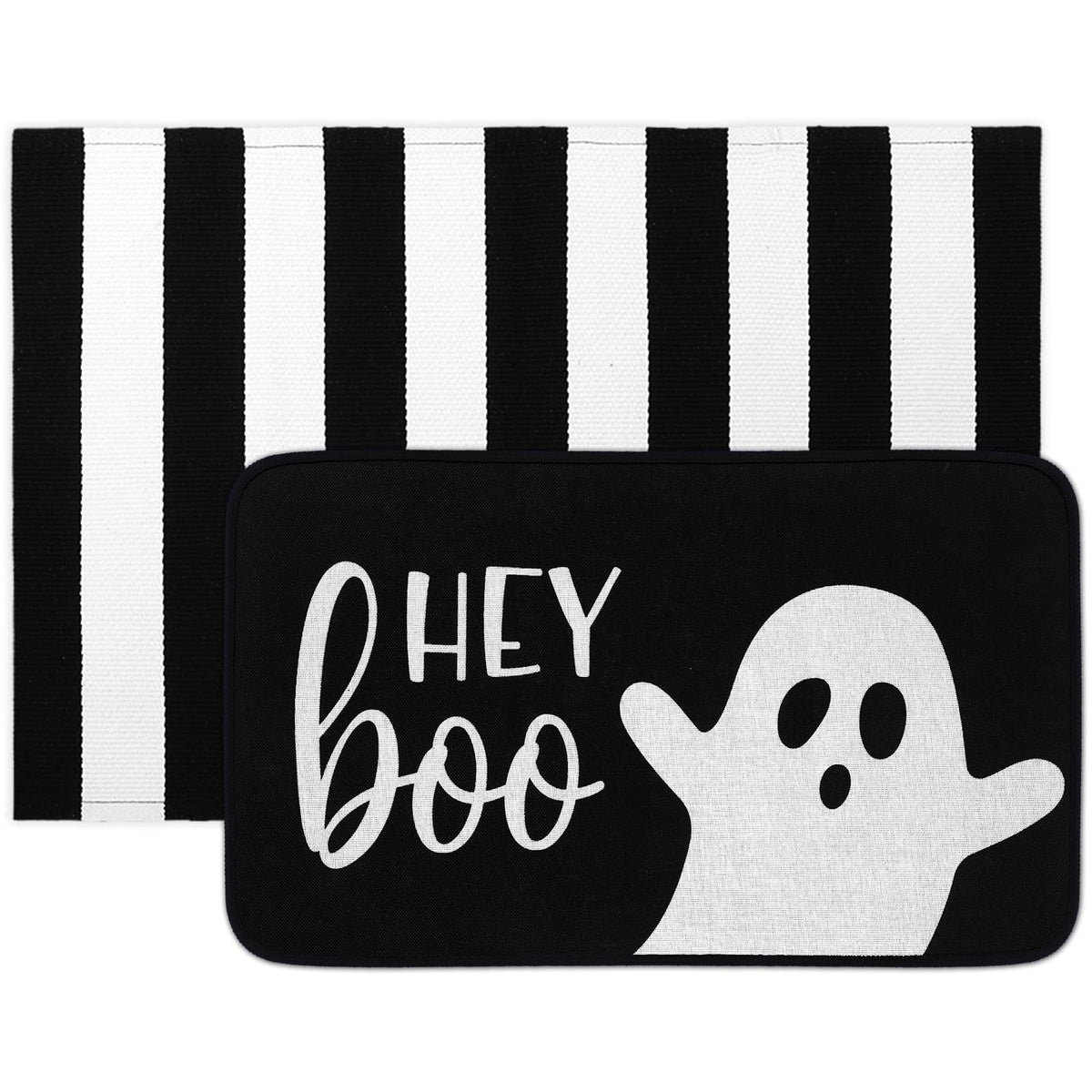 Tinideya 2 Pcs Halloween Door Mats Outdoor Layered Ghost Front Door Mat
