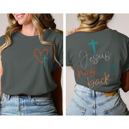 Tuislay Christian Shirts for Women Jesus Has My Back