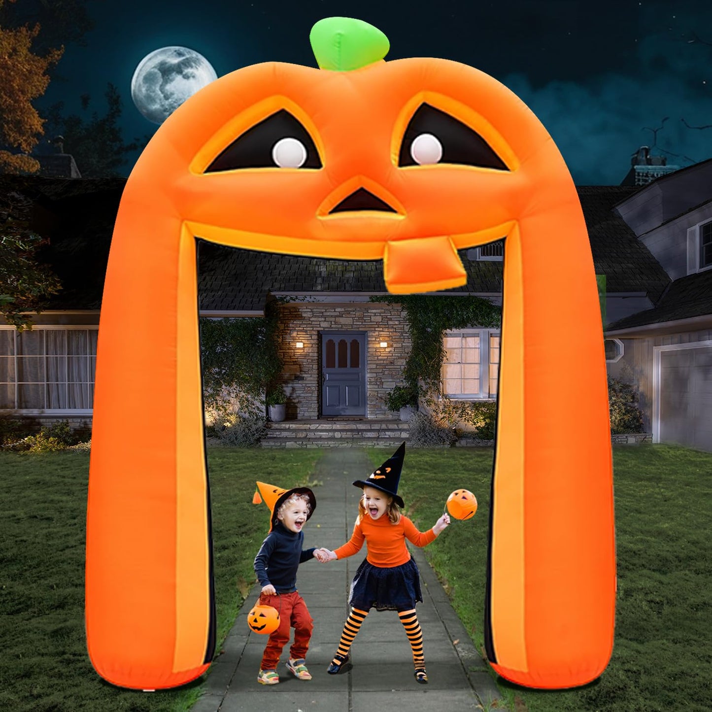 12FT Giant Halloween Inflatable Pumpkin, Blow up Halloween Decoration Built-in 6 LED and Flashing Light for Halloween Decoration Outdoor Indoor Home Party Supplies Halloween Lawn Decor