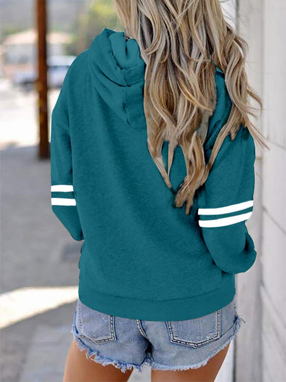 Womens Soccer Mom Hoodies Long Sleeve Casual Loose Striped Soccer Graphic Sweatshirt with Pocket
