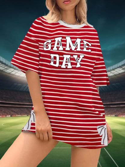 Football Shirts for Women Oversize Game Day T-Shirts Bow Side Split T-Shirt | Football Season Graphic Tee Tops Oversize Football Graphic Short Sleeve Tee Top