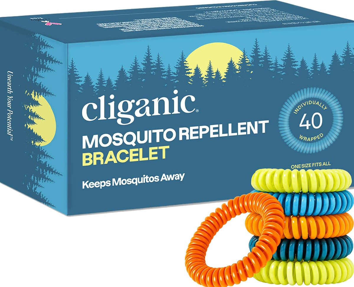 Cliganic Mosquito Repellent Bracelets for Kids & Adults, Natural, 20 Pack