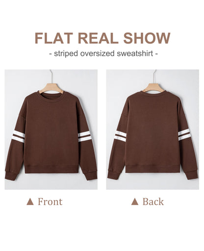 Selink Womens Varsity Striped Oversized Sweatshirt Crewneck Long Sleeve Casual Fashion Pullover Top Fall Outfits