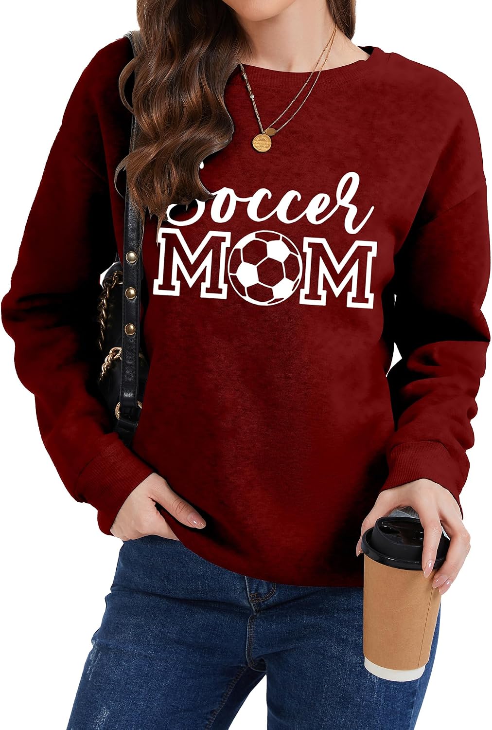 Womens Soccer Mom Sweatshirt Soccer Graphic Shirts Football Outfits
