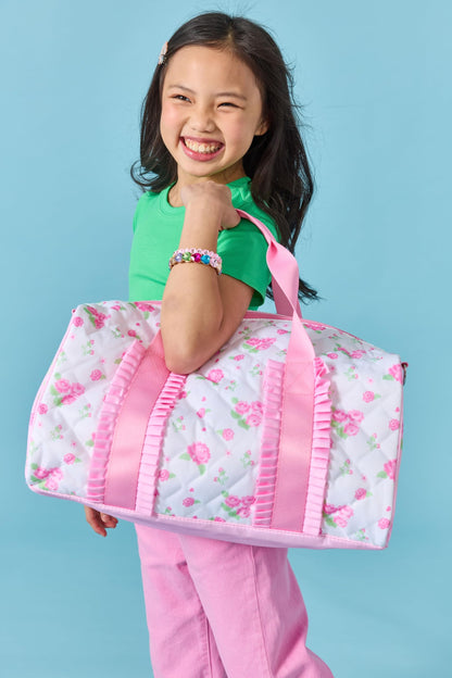iscream 17" x 10" Duffle Bag with Double Handles, Removable, Adjustable Should Strap and Ruffle Accents - Vintage Vibes