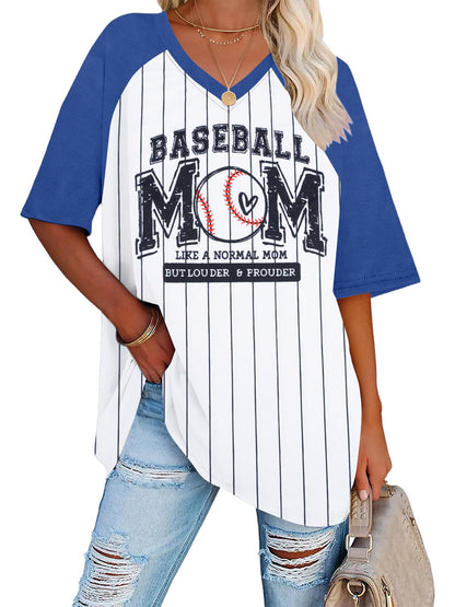 Baseball Mom Shirts for Women V Neck Baseball Stripe Outfits