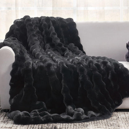 Cozy Bliss Faux Fur Throw Blanket for Couch, Fuzzy Soft Plush Thick Bubble Blanket for Sofa Bedroom Living Room, 50 * 60 Inches Tie Dye Pink