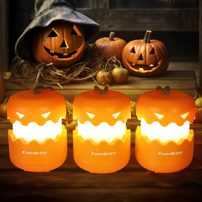 EverBrite 6-Pack Halloween Pumpkin Lantern, Collapsible Jack O Lantern Pumpkins with Lanyard, Halloween Party Favors, Light up Pumpkin Outdoor for Halloween Party Decoration, Battery Included