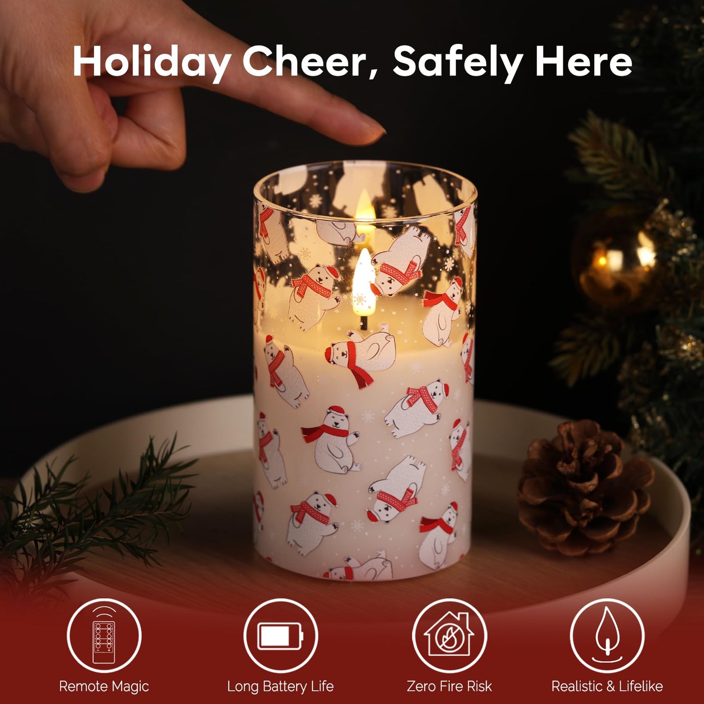 Eywamage Smoke Grey Glass Flameless Pillar Candles with Remote, Flickering LED Battery Candles Table Decor Set of 3
