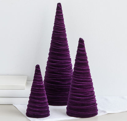 Your Heart's Content Red Velvet Trees Set of 3, Winter Wedding Centerpiece, Valentine Tabletop Tree Decor, Cozy Handmade Romantic Home Decor, Bookshelf Accent, Gift for (Red)