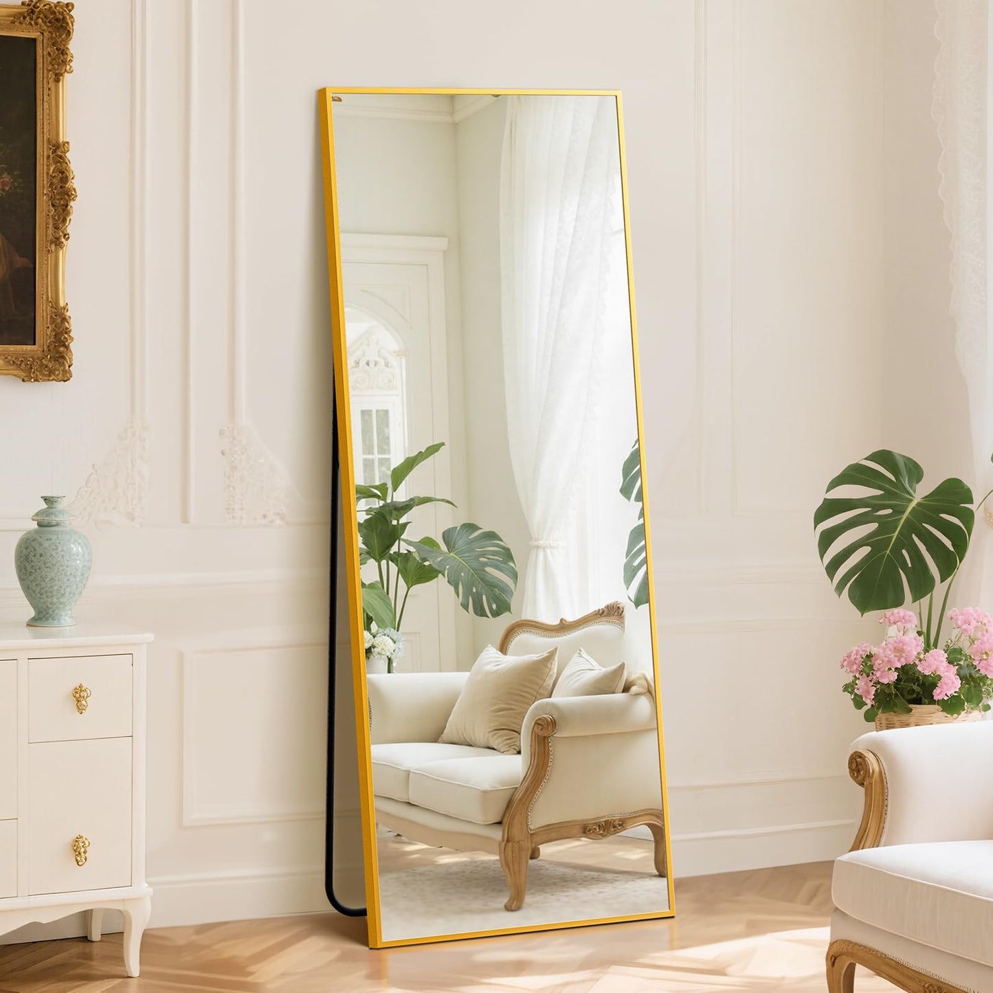 DUMOS 59"x16" Arched Full Length Mirror with Stand