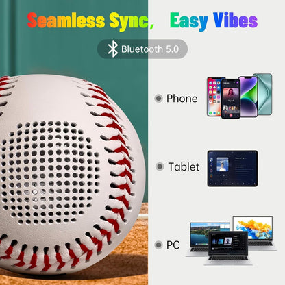 Glow Baseball Bluetooth Speaker，Portable Sports Gift for Fans, Waterproof Outdoor Speaker with Party Lights.