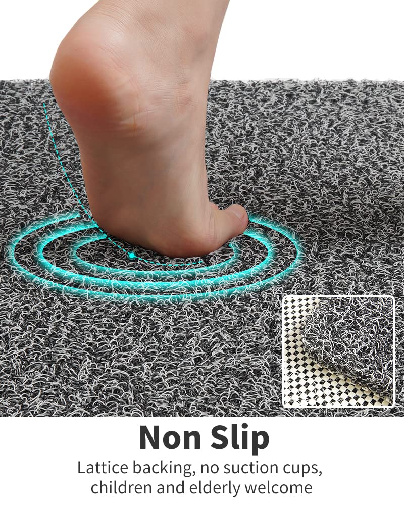 Non Slip Shower Mat, Comfortable Bath mat for Textured Surface,Quick Drying Easy Cleaning Shower Floor Mat for Wet Area,Without Suction Cups Pink 24 x 24