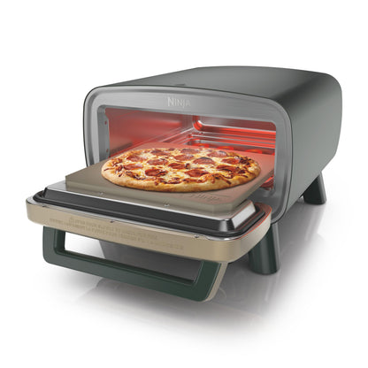 Ninja Artisan Electric Outdoor Pizza Oven with Stone | 12-inch Pizza in 3-minutes | 700F Max Temp | 5-in-1 Functionality – Pizza, Bake, Broil, Proof & Warm | Makes Full Meals | Gray | MO201